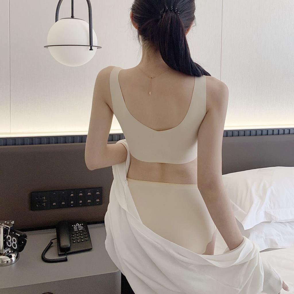 Hochwertiges, einteiliges, nahtloses, kontrastfarbenes BH-Set für Damenunterwäsche, sexy Slips, kabelloser, gepolsterter BH