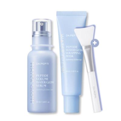 DR.PEPTI Sérum Volume Glow à l'Eau Peptidique 50ml + Masque Enveloppant 60ml Ensemble | Soin Double Peau de Verre et Hydratation Profonde