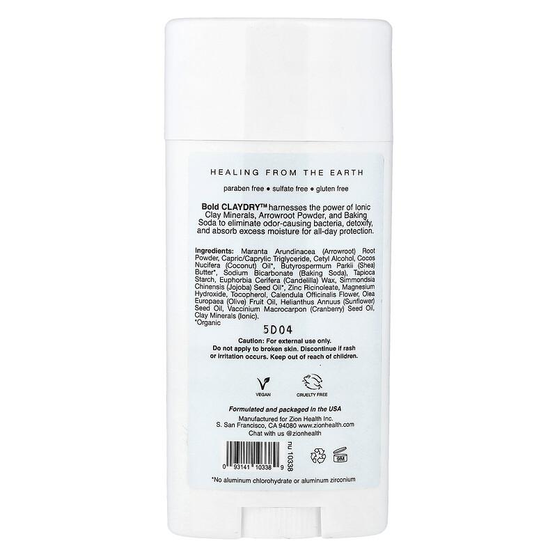 Bold, ClayDry Deodorant, Fragrance Free, 2.8 Oz (80 G)