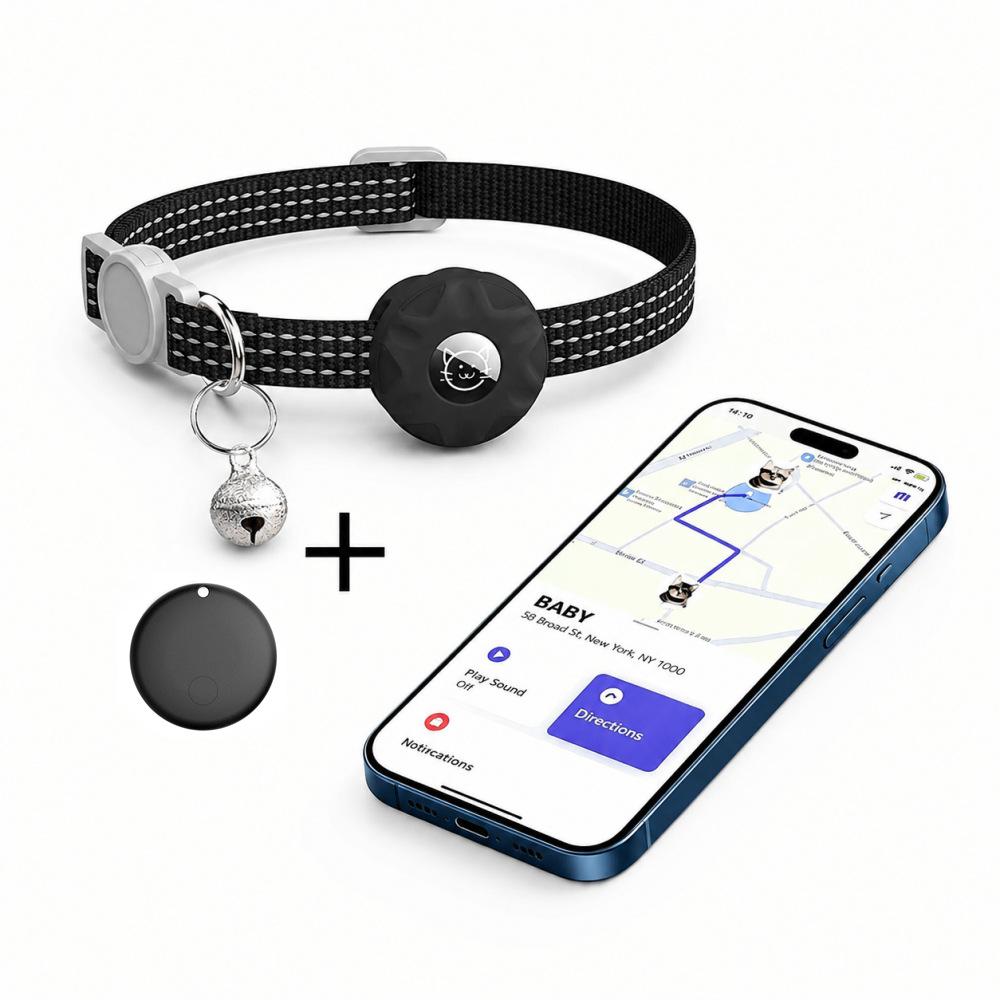 GPS Tracker for Cats Waterproof Pet Tracking Collar Anti-Lost Smart Locator with Safety Elastic Buckle Supports Android and iOS