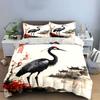 Chinese Ink Style Crane Decor Soft Comfortable Duvet Cover Bedding Set Included 1*Duvet Cover & 2*Pillowcases, Gift