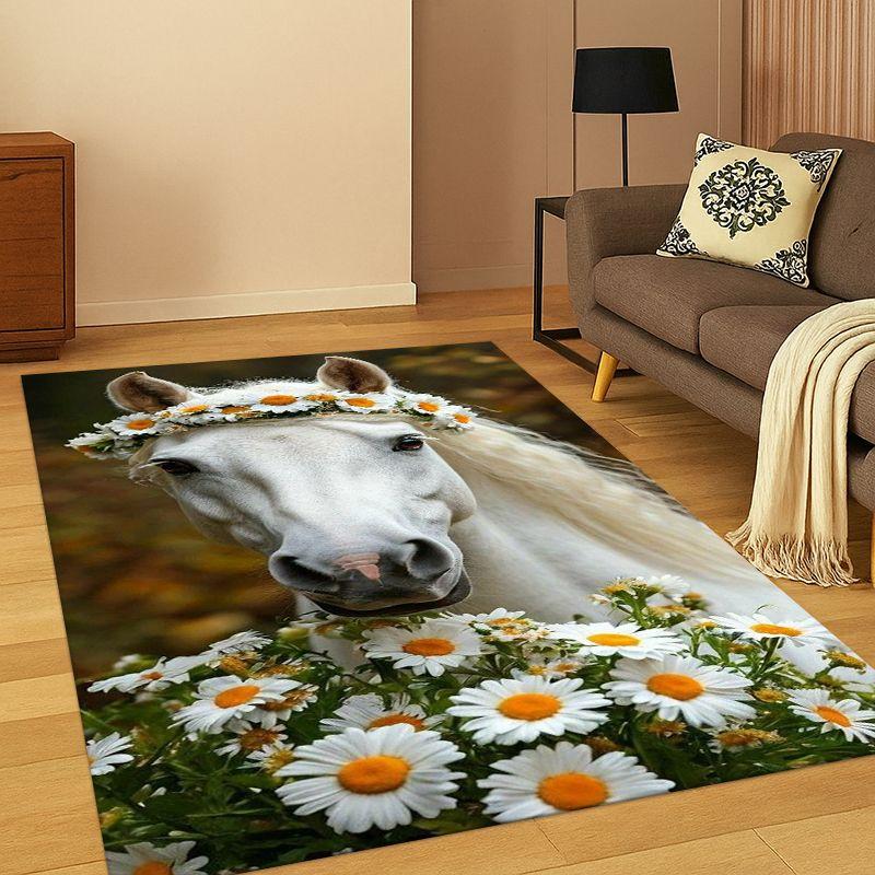Tappeto Animale Cartoon Cavallo Steed per Camera da Letto Soggiorno Divano Sala Giochi Zerbino Decorazione Casa, Tappeto Area Bambini Antiscivolo