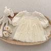 Girls Spring Long Sleeve Dress with Bow Tulle Princess Skirt Sweet Matching Outfit