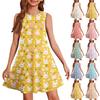 Girl Summer Dress Sleeveless Printed Color Casual Dress