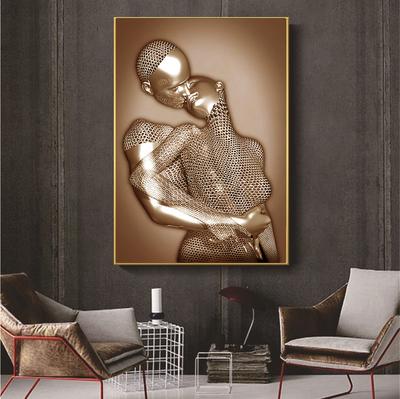3D Moderne Metallfigur Statue Kunst Leinwand Malerei Romantische Abstrakte Poster und Drucke Wandbilder für Wohnzimmer Wohnkultur