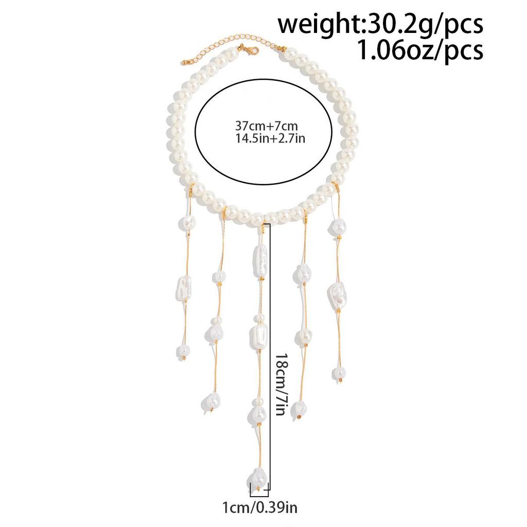 Imitationsperlen Quaste Perlen Choker Halskette für Frauen Liebesherz Anhänger Ketten Mehrlagig Trend Punk Silberfarbe Metall Party Schmuck Geschenk