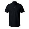 Men's Linen Short-sleeved Casual Shirt Collarless Standing Collar Summer Top