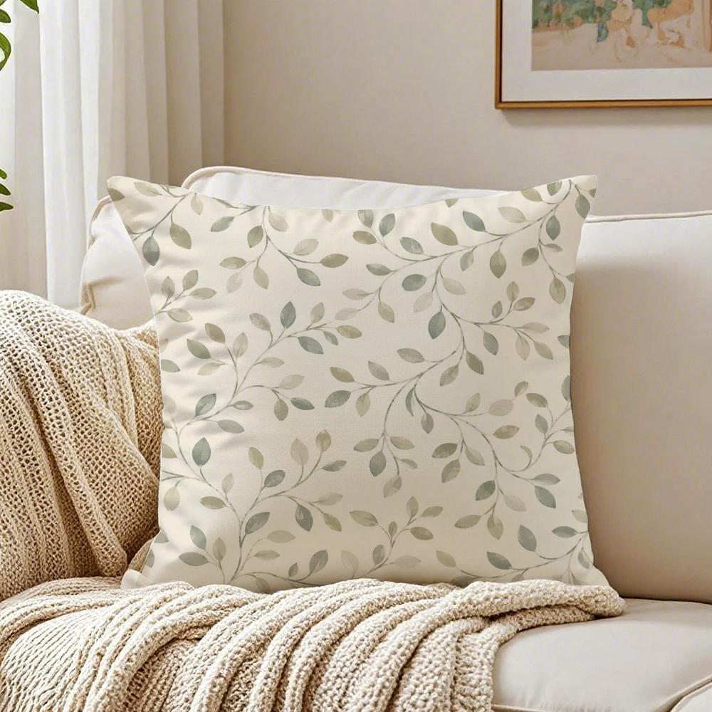 Modern Nordic Plants Green Leaves Pillow Case Organic Short Plush Cushion Covers Breathable Washable WrinkleResistant
