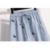DIMANAF 2026 Spring Summer Plus Size Women Skirt Pants Elastic Waist Oversize Loose Casual Shorts Cotton Print Plaid