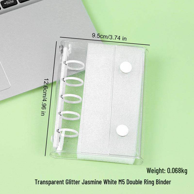A6A7A8m5 Star Double Buckle Transparent PVC Soft Shell 6-Hole Metal Clip Planner Album Book Cover