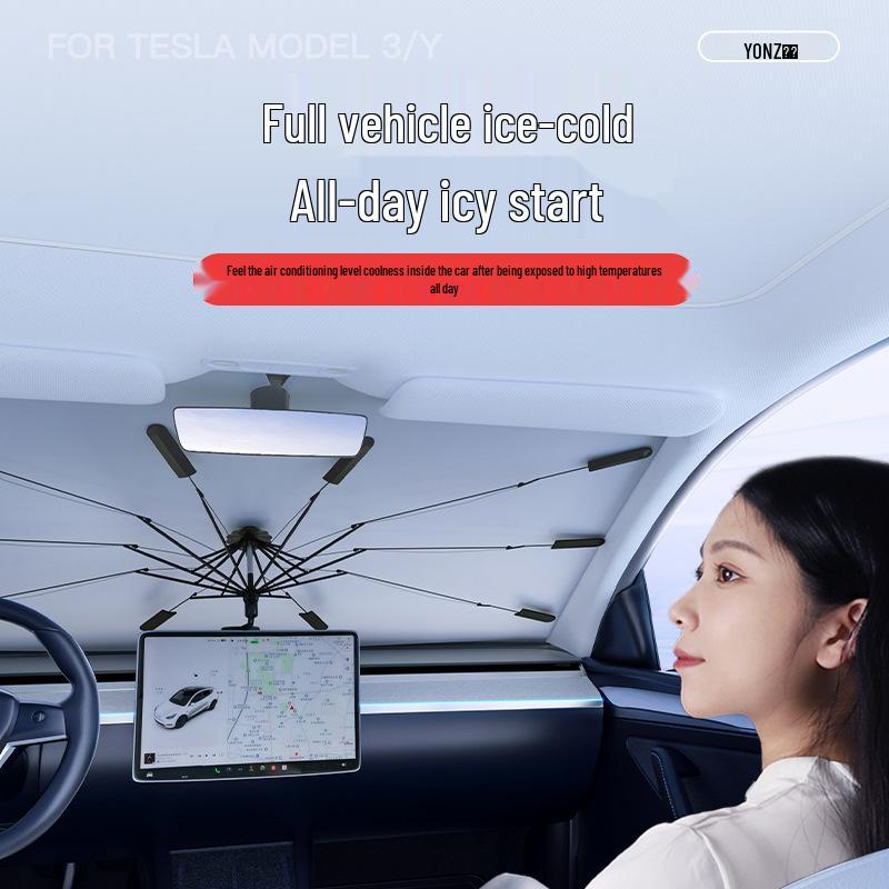 Tesla Model 3/Y Windshield Sunshade: Heat Insulating Sun Visor for Refreshed Model