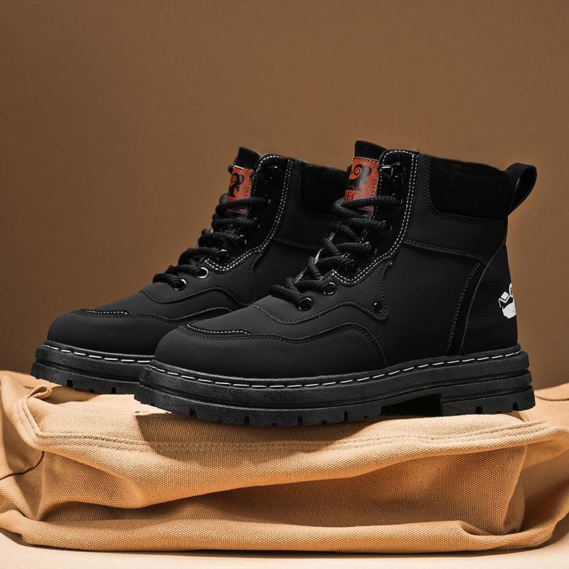 

Мужские туфли из бархата большого размера, мужская мода, британские ботинки Мартина с высоким берцем, универсальные рабочие ботинки для активного отдыха 40 чёрный