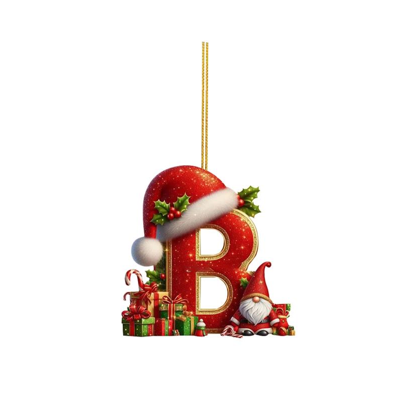 Christmas 26 Letters Ornament Flat Hanging Pendant Personalized Holiday Festive Tree Decor Gift For Christmas Party Ornament