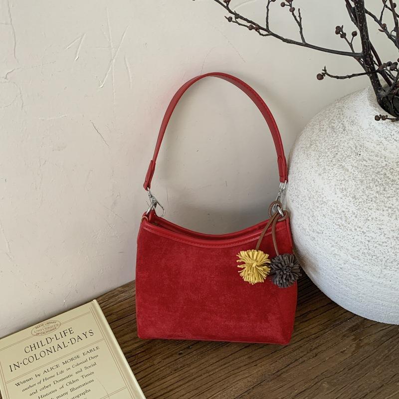 Suede Bag Women's Autumn and Winter New Versatile Messenger Bag Casual Niche Single Shoulder Underarm Bucket Bag