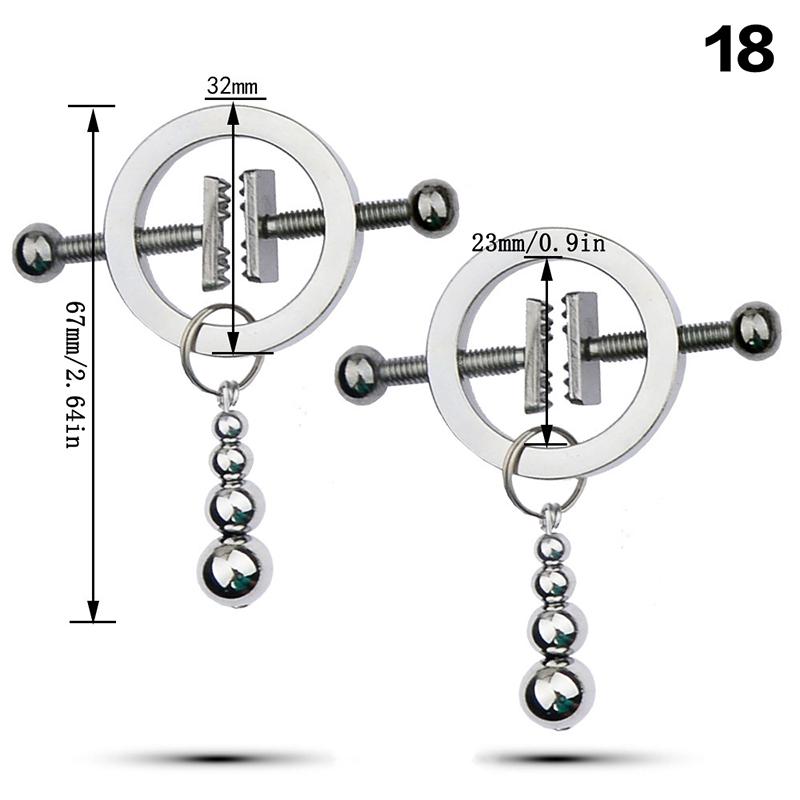 2 Pcs Adjustable Metal Breast Spring Clamps for Couples Bondage Adult Game Nipple Stimulator Role-Playing Restraint Accessories