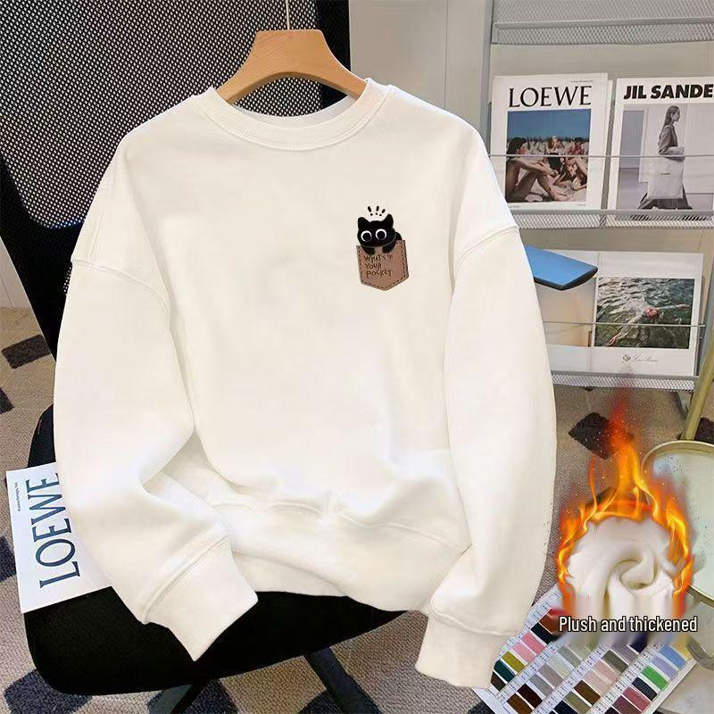 Men s Trendy Port Style Autumn/Winter Printed Velvet Pullover - Round Neck, Loose Fit 3XL