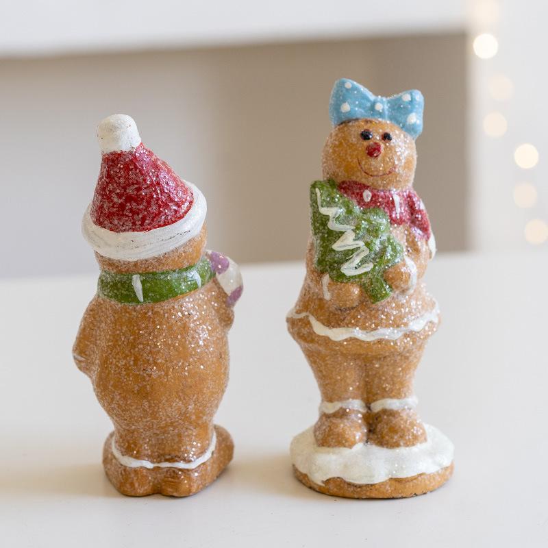 Cute Gingerbread Figurine Resin Crafts Christmas Decorations Desktop Atmosphere Ornaments Holiday Gift Arrangements Props