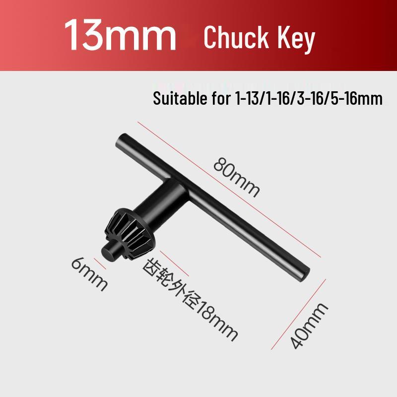Electric Drill Accessory Set: Chuck Key, Wrench, Bench, Pistol Grip, Impact Drill Bit Removers.