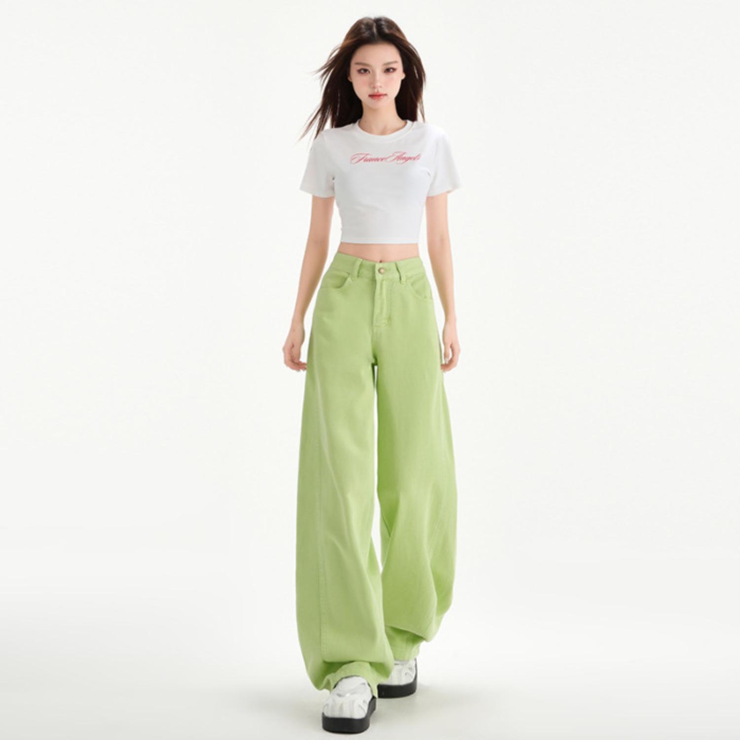Women s High Waist Wide Leg Jeans Casual Denim Pants Trousers Loose Fit Bottom XS