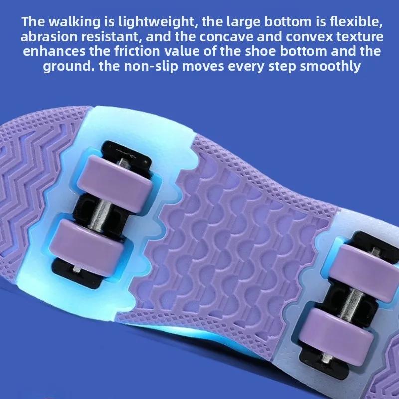 NEW 4 Wheel Roller Skates Shoes for Boys and Girls LED Speed Roller Skates for Children's Racing Ice Skating Sneaker with Wheels