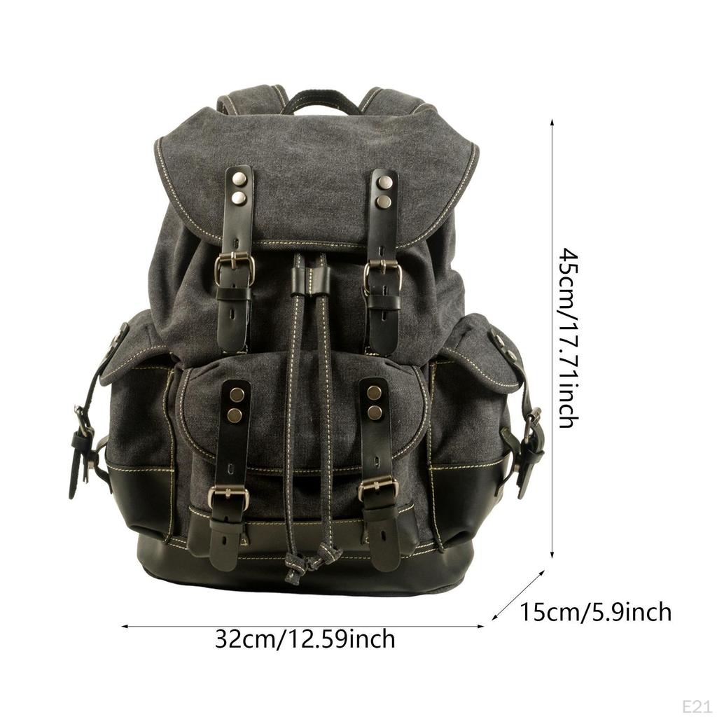 Canvas Backpack Casual Daypack Outdoor Portable Men Women Hiking Travel Rucksack Knapsack for