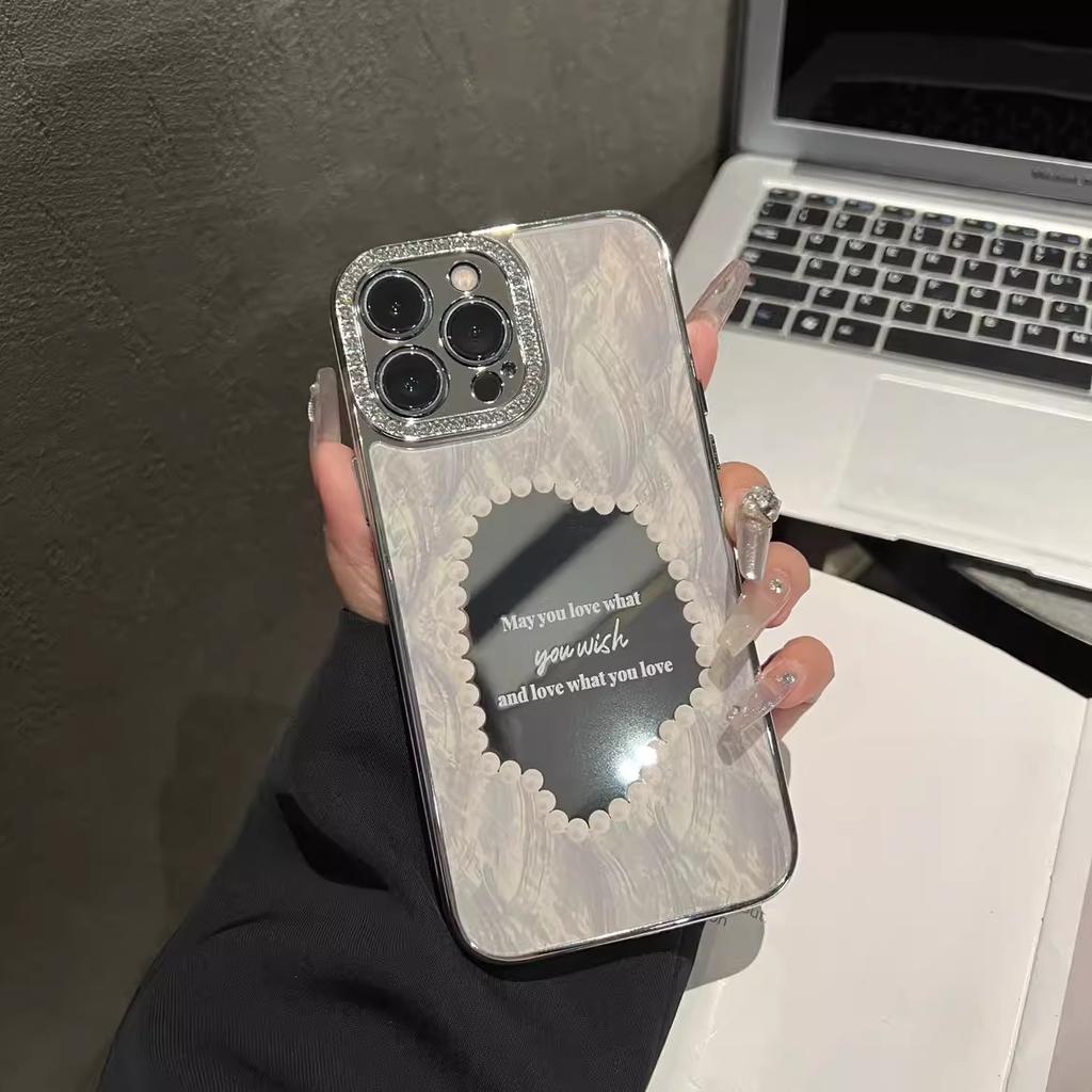 Make-up-Spiegel Geeignet für Apple 15 Strass Handyhülle Luxus IPhone 14/13 ProMax Sturzsichere Schutzhülle