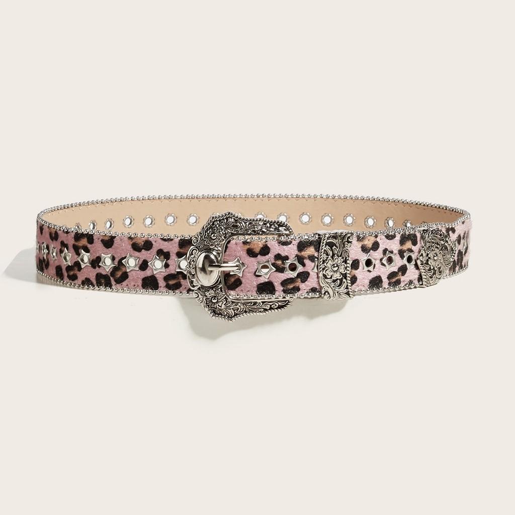 Pu Leather Wide Belt For Women With Vintage Star Pattern For Retro Fashion Styling