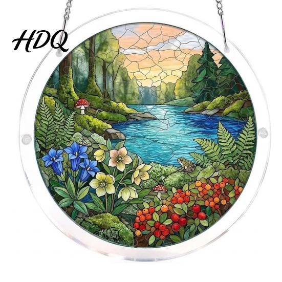 Stainless Steel Chain Suncatcher Acrylic Puzzle Suncatcher Stained Glass Window Hanging Ornaments L