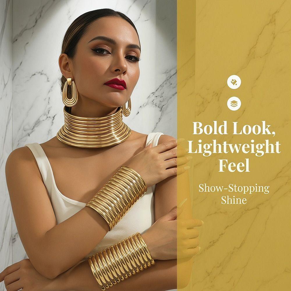3-teiliges großes afrikanisches Halsketten-Kragen-Set, Vintage Statement-Choker-Halskette für Damen
