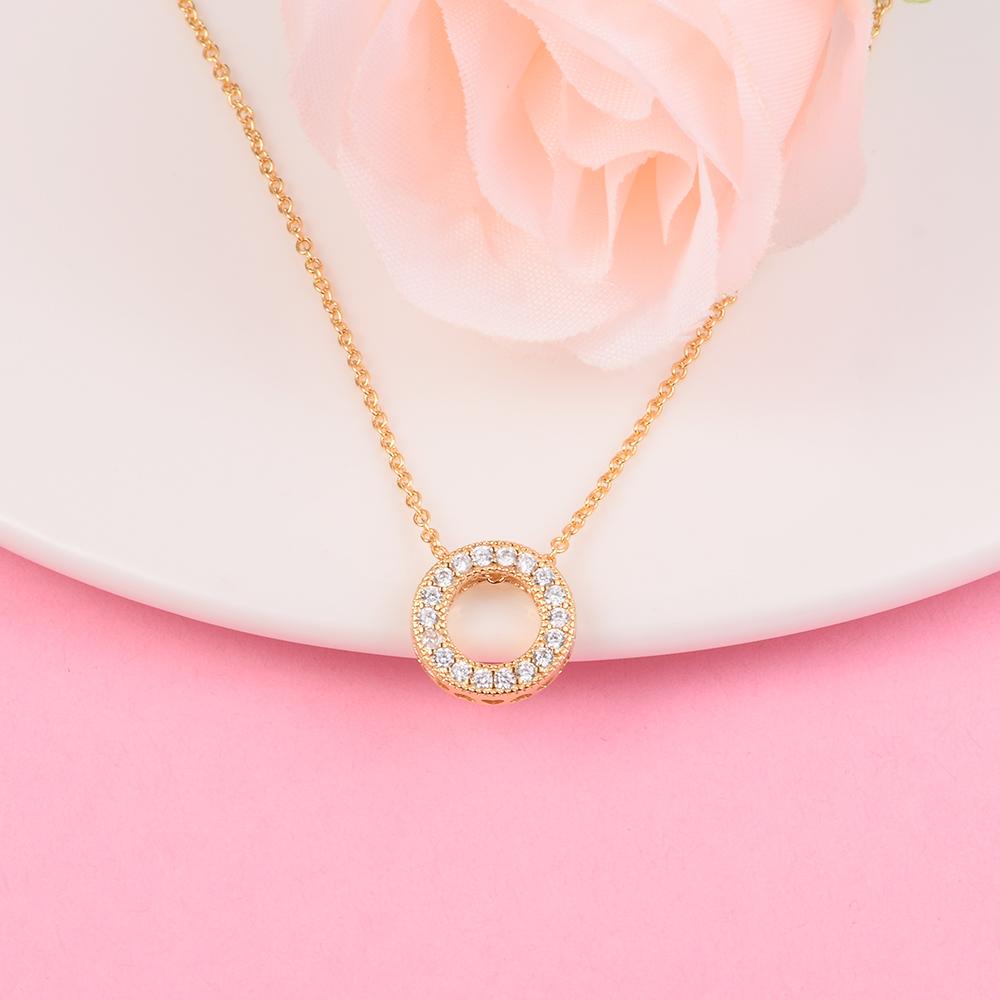 Pave Circle Collier Pendant & Necklace 925 Sterling Silver Necklaces for Women Original Jewelry Gift Colares New