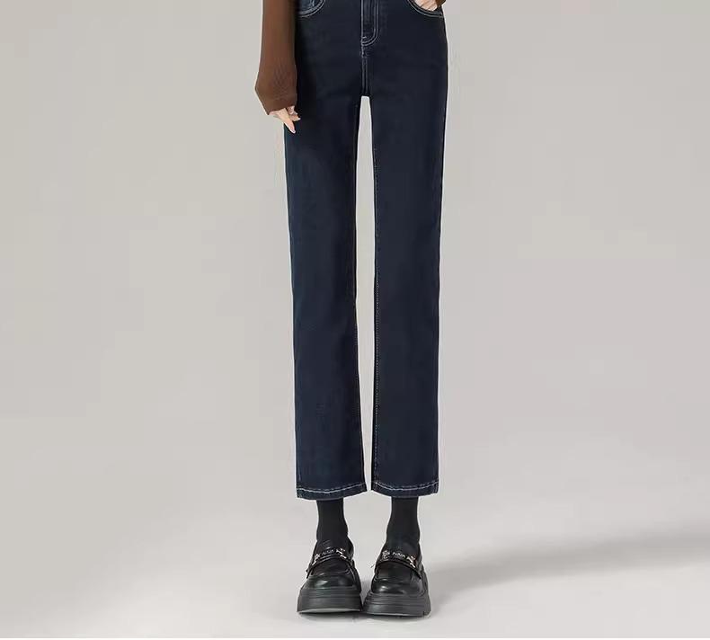 Women's High-Waist Elastic Straight Jeans, Spring/Autumn 2025 - Slimming 8/9-Length Cigarette Pants