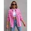 Denim Jacket Women Solid Color Loose,Jacket Hole Breaking Long Sleeve Women's Denim Shirt