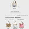 Women's Large Capacity Canvas Tote with Embroidered Letters - Braided Beach & Shoulder Handbag
