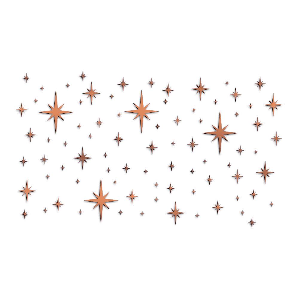 3D Silver Star Acrylic Mirror Wall Stickers 82PCS Self-Adhesive Reflective Wall Decal For Bedroom Living Room DIY Home Decor