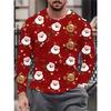 Spring Autumn Christmas Series 3D Printed Comfortable Round Neck T-shirt Loose Casual Sports Versatile Men's Breathable Long Sleeve T-shirt