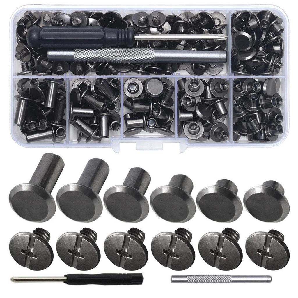 Set Of 110Pcs Binding Screw Crossed Head Button Screws For Leather Crafting Bookbinding Luggage Purse