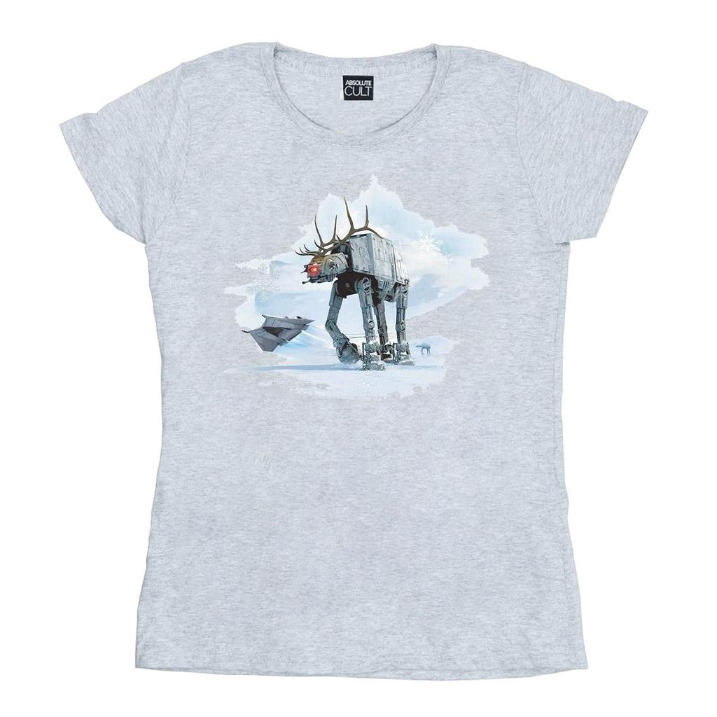 STAR WARS Womens/Ladies Christmas AT-AT Reindeer Cotton T-Shirt