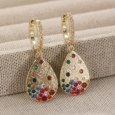 New  Classic Waterdrop Shape Drop Earrings Synthetic Multi-color CZ Party Jewelry Gift for Women