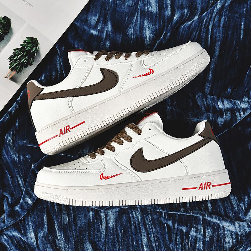 נעלי סניקרס יומיומיות רב-תכליתיות Putian AJ Air Force 1 נמוכות לבן/שחור/זהב לגברים ונשים