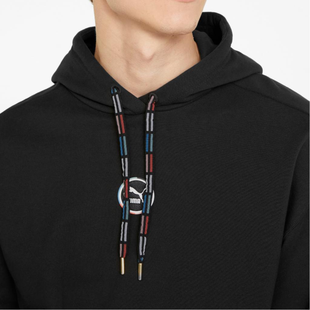 Puma Logo Print Cotton Drawstring Hoodie Unisex Hoodie Black 535374-01
