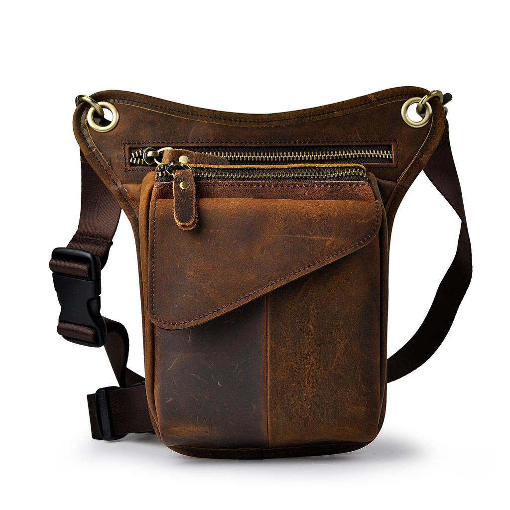 Le'aokuu Herren Echtes Leder Tasche Schultertasche Gürteltasche