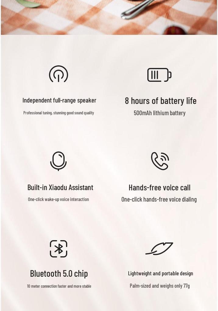 Baidu AI Bluetooth Portable Smart Speaker with Voice Assistant for Outdoor Use