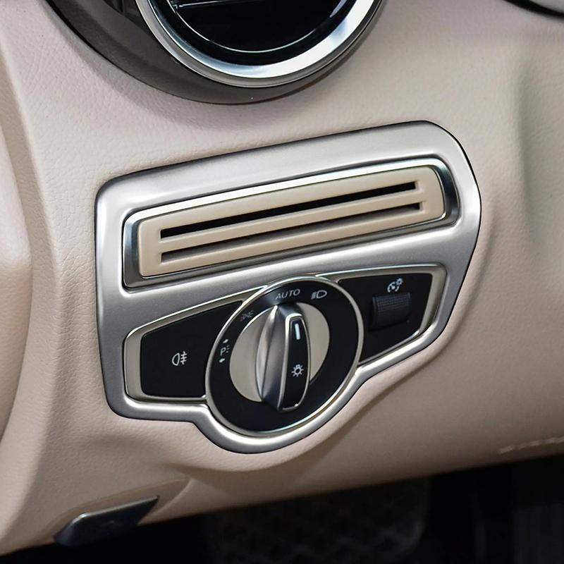For Mercedes Benz C Class W205 GLC X253 2015- Car Console Headlight Switch Adjustment Button Frame Trim Interior Accessories