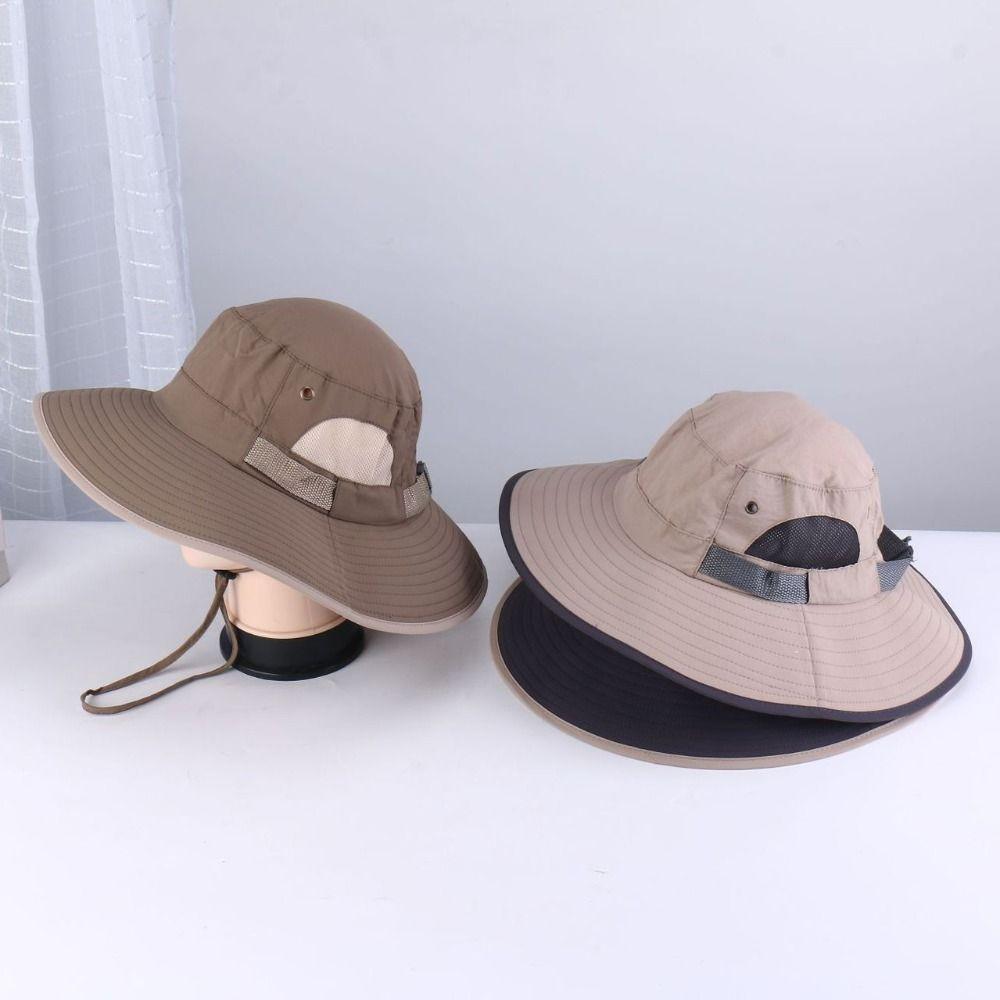 Fashionable Foldable Fishing Hat Wide Brim Breathable Mesh Fisherman Hat UV Protection Windproof Panama Cap Mountaineering