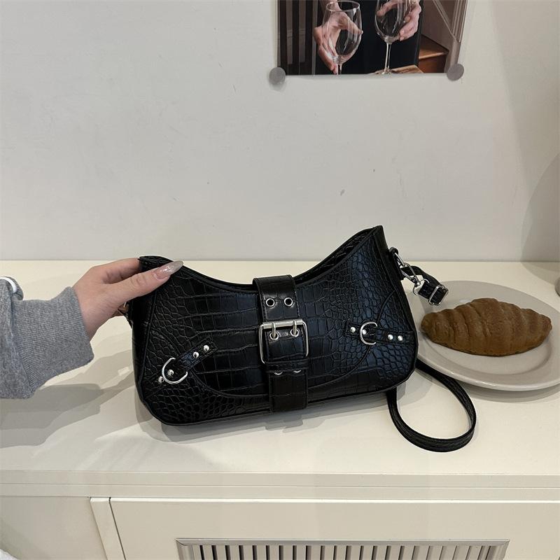 

Премиальная текстура масляная кожа модная нишевая сумка через плечо женская популярная личность досуг для поездок темперамент иностранный стиль сумка-мессенджер чёрный