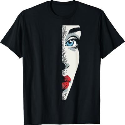 Dessin Visage Anime Graphique Yeux Bleus T-shirt Anime