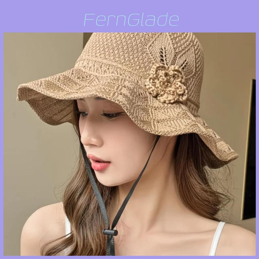 Summer Outdoor Sun Hat For Women With Wide Brim Foldable Breathable Polyester Sun Protection