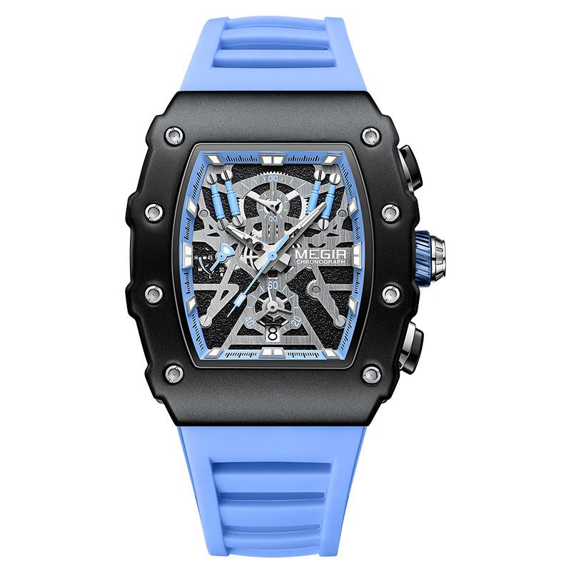 Watch Men'S Barrel Watch Square Domineering Chronograph Silicone Men'S Watch 2218