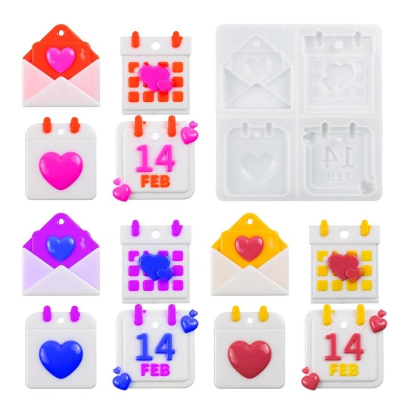Flexible Pendant Mold Crafts Molds Valentines Day Series Keychain Mould Silicone Material Gift for DIY Hand Making Lover
