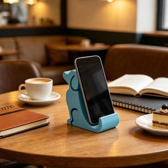 Stojan na telefon Tvar psa Roztomilý štěněcí ozdoba Kompaktní držák na telefon 3D tištěný Hands-free figurka pro dekoraci stolu